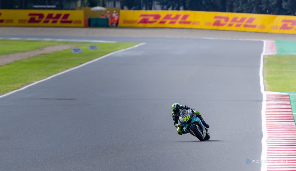 MotoGP, rider between the kerbs on corner exit, 2021